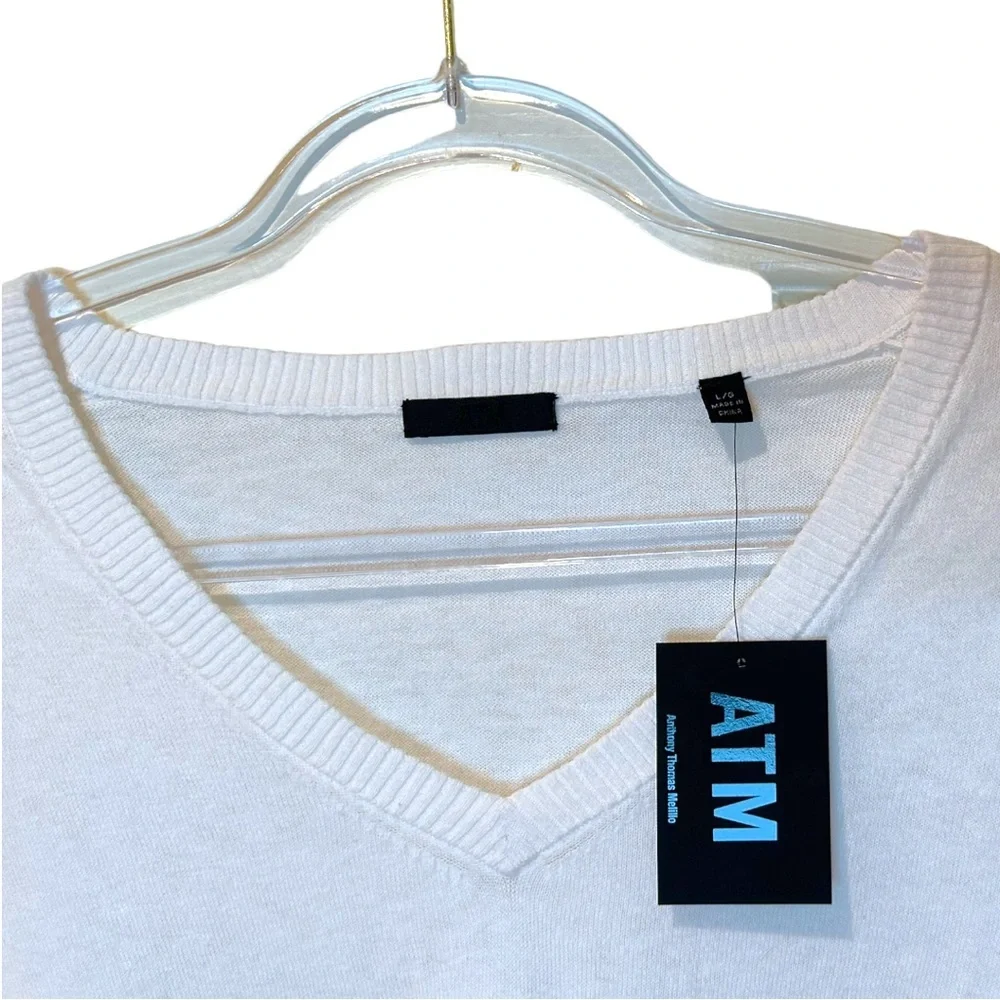 ATM Anthony Thomas Melillo Cotton Cashmere Ombré V-Neck Pullover - Picture 5 of 6